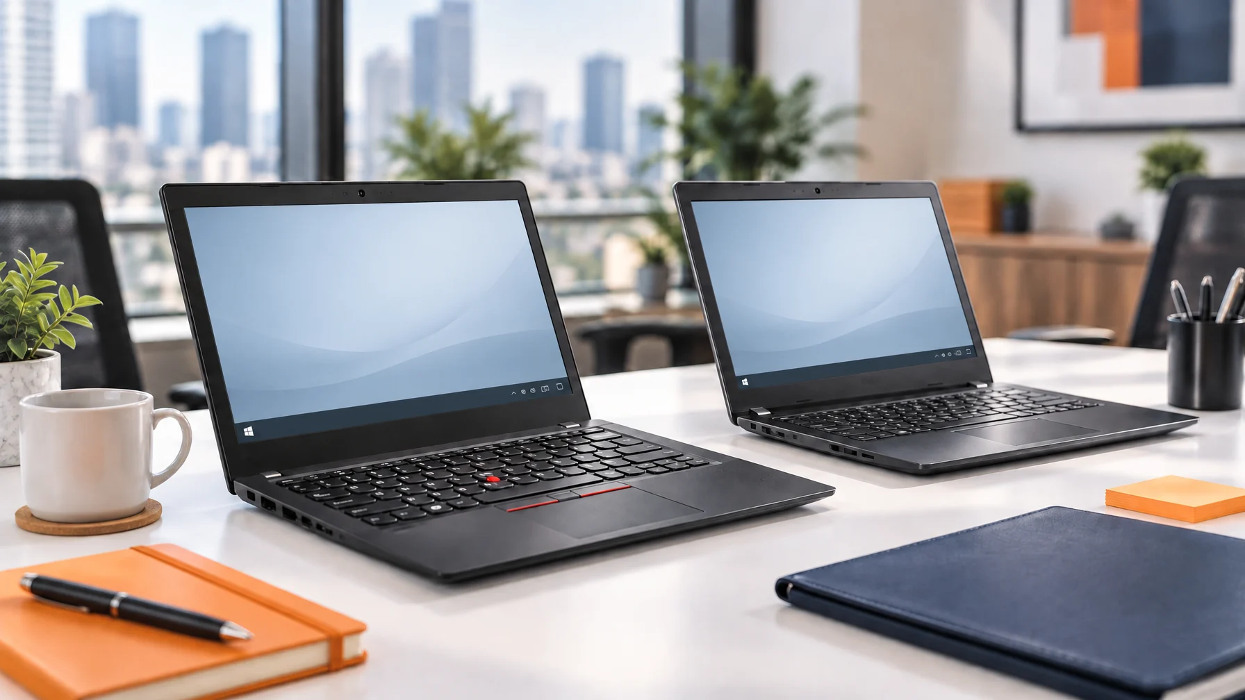 Laptop bisnis di meja kantor modern untuk rekomendasi laptop kantor terbaik 2026