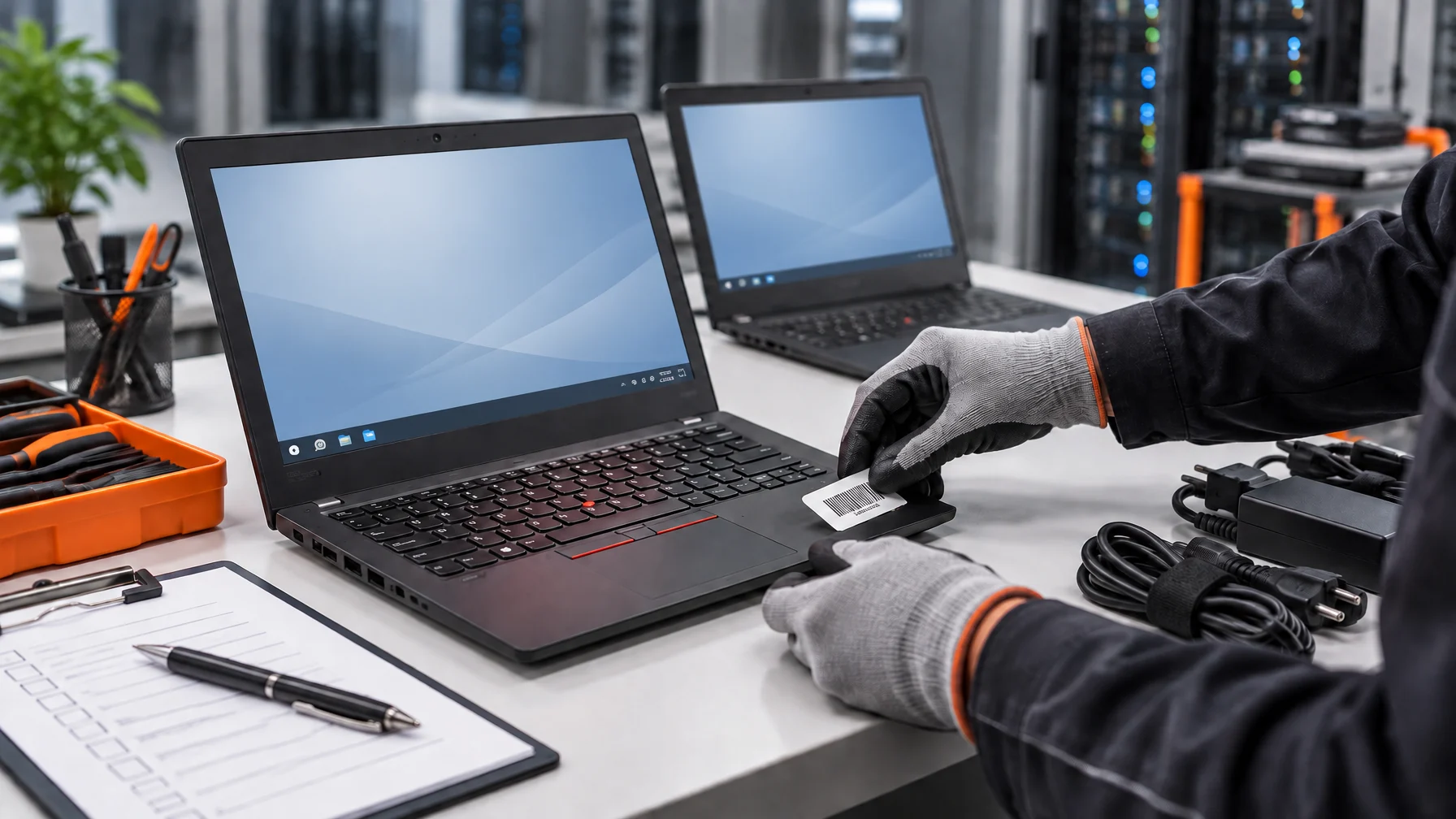 Inspeksi dan asset tag laptop untuk SOP pemeliharaan aset IT